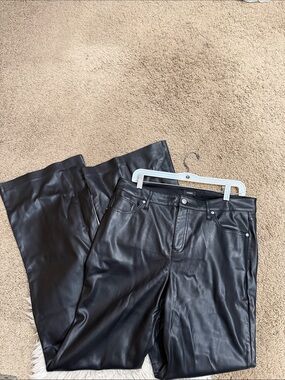 EXPRESS 70’s Flare Black Faux Leather Pants Size 12 Long